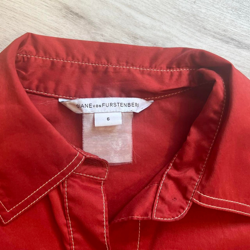 Vintage Diane Von Furstenberg red shirt dress - Picture 3 of 6